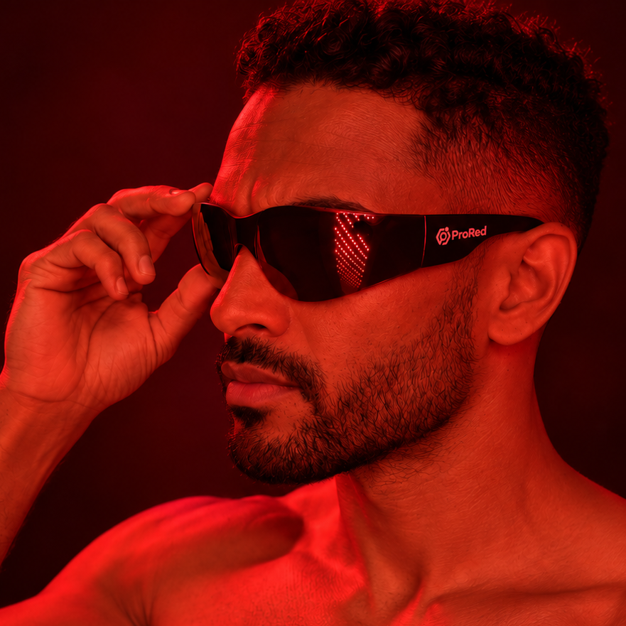 Man wearing prored protective glasses
