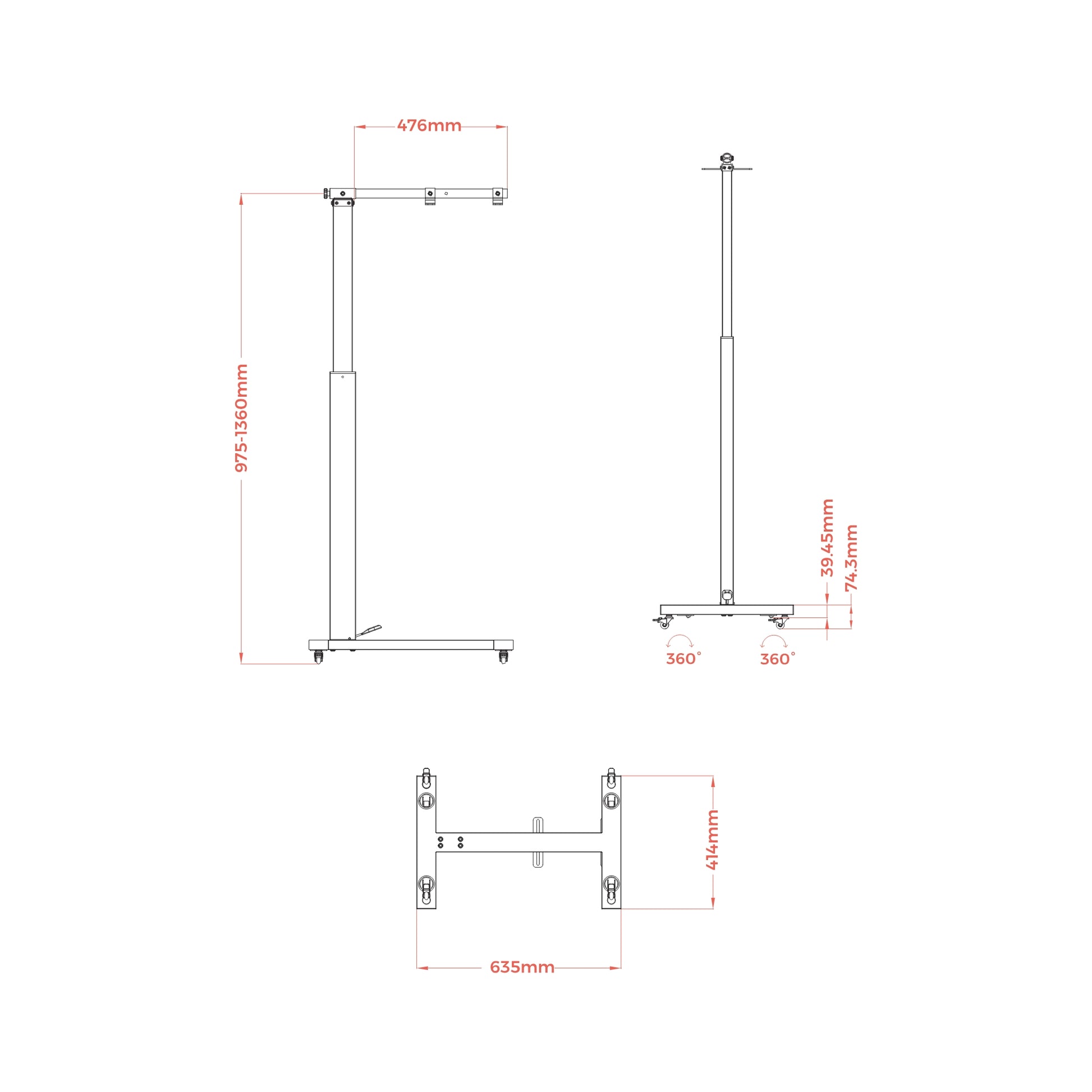 Pneumatic Stand Dimensions